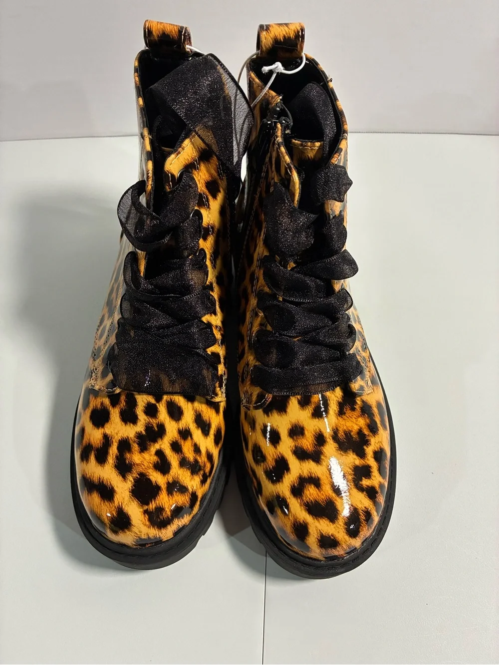 art class Leopard Print Girls Combat Boots